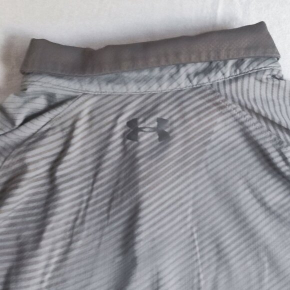 Under Armour Golf shirt men's size XL grey stripes pattern HeatGear loose fit - Picture 4 of 12